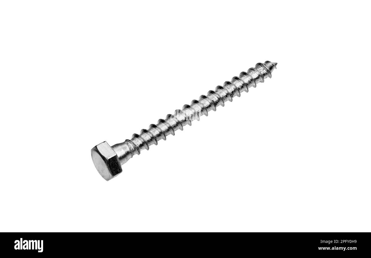 Screw isolated on white background. Screw nut, bolt. Stock Photo