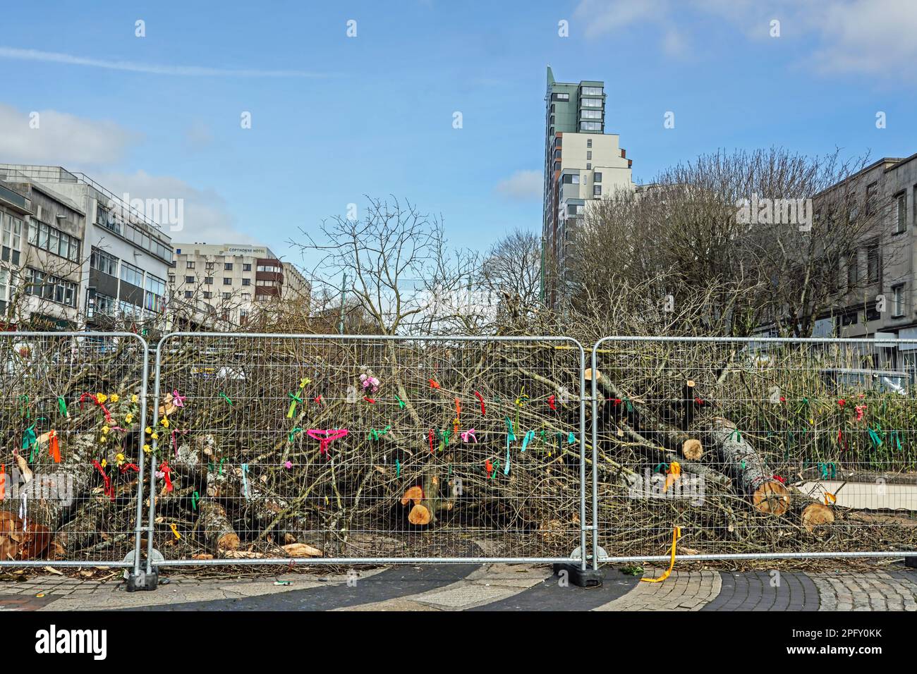 Plymouth’s Armada Way cutting through the main pedestrianised shopping