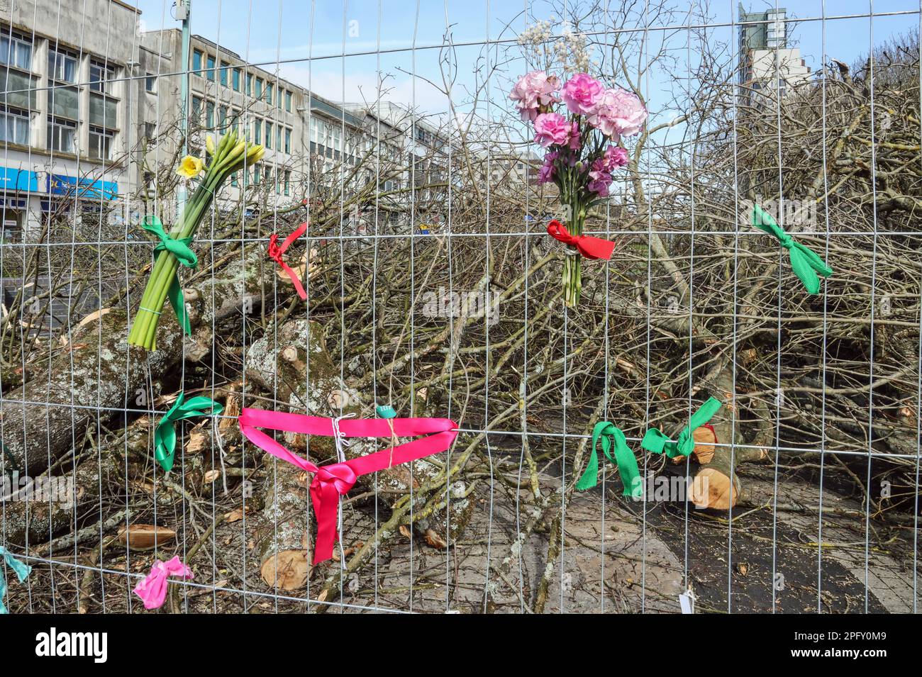 Plymouth’s Armada Way cutting through the main pedestrianised shopping