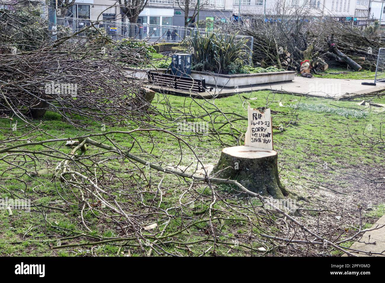 Plymouth’s Armada Way cutting through the main pedestrianised shopping
