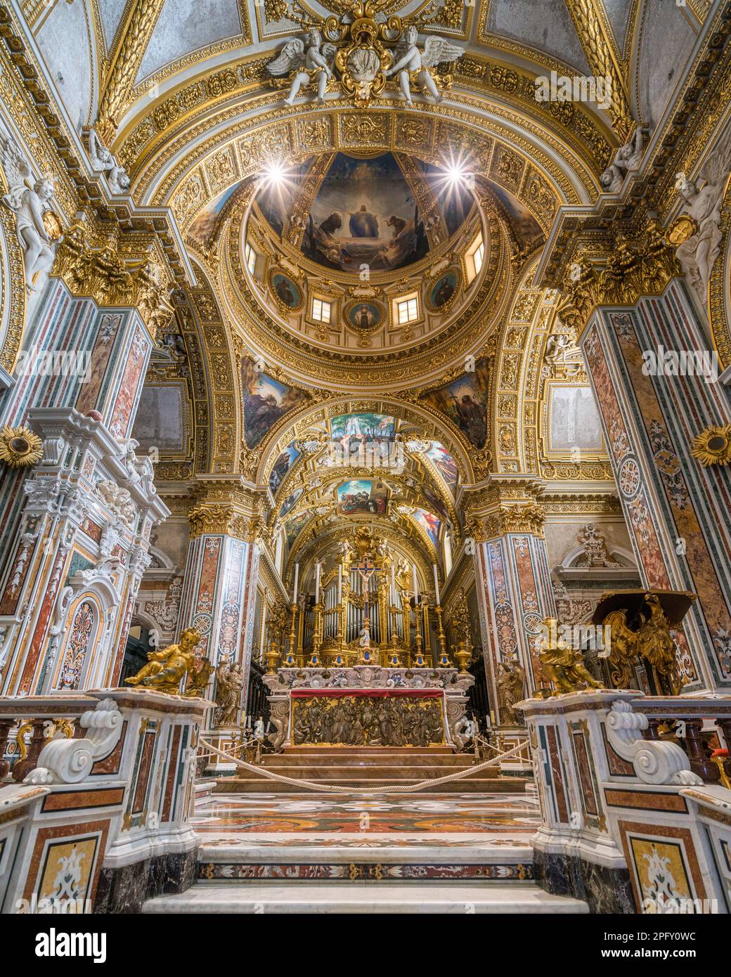The marvelous interior of Montecassino Abbey, Lazio, Italy. March-20-2022 Stock Photo