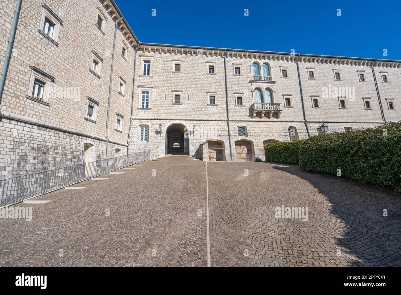 Entrance to the beautiful Montecassino Abbey, Lazio, Italy. Stock Photo