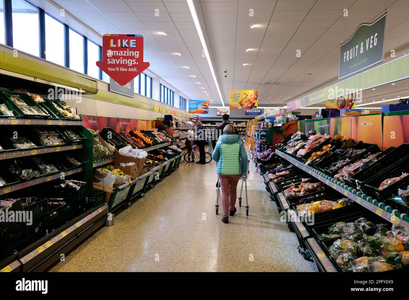 aldi discount supermarket,herne bay town,east kent,uk march 2023 Stock Photo