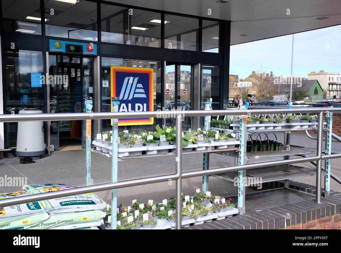 aldi discount supermarket,herne bay town,east kent,uk march 2023 Stock Photo