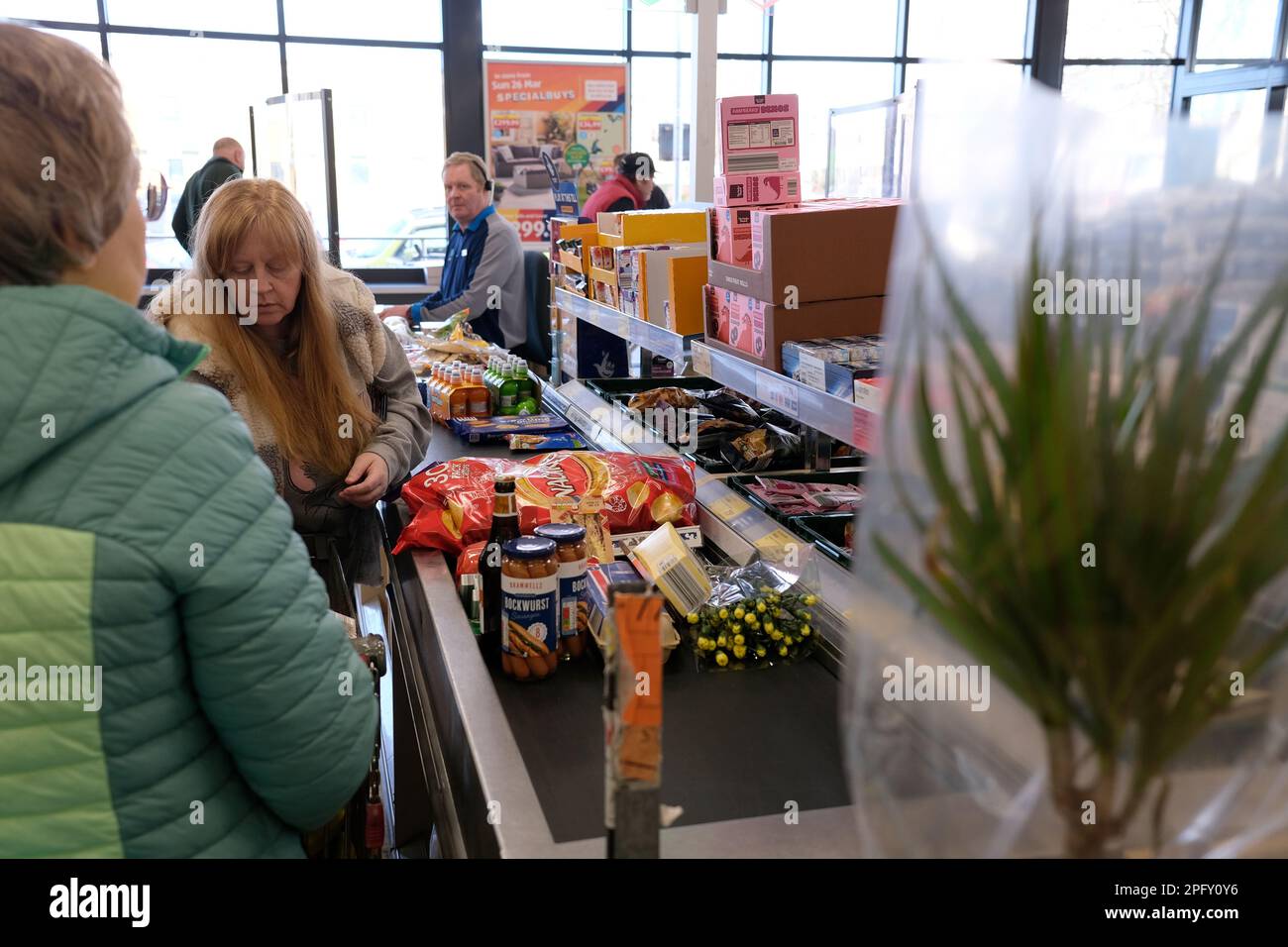 aldi discount supermarket,herne bay town,east kent,uk march 2023 Stock Photo