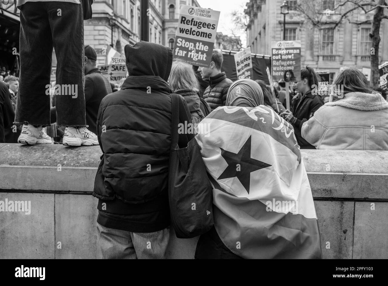 london-uk-18-mar-2023-the-demonstration-attracted-a-large-number-of