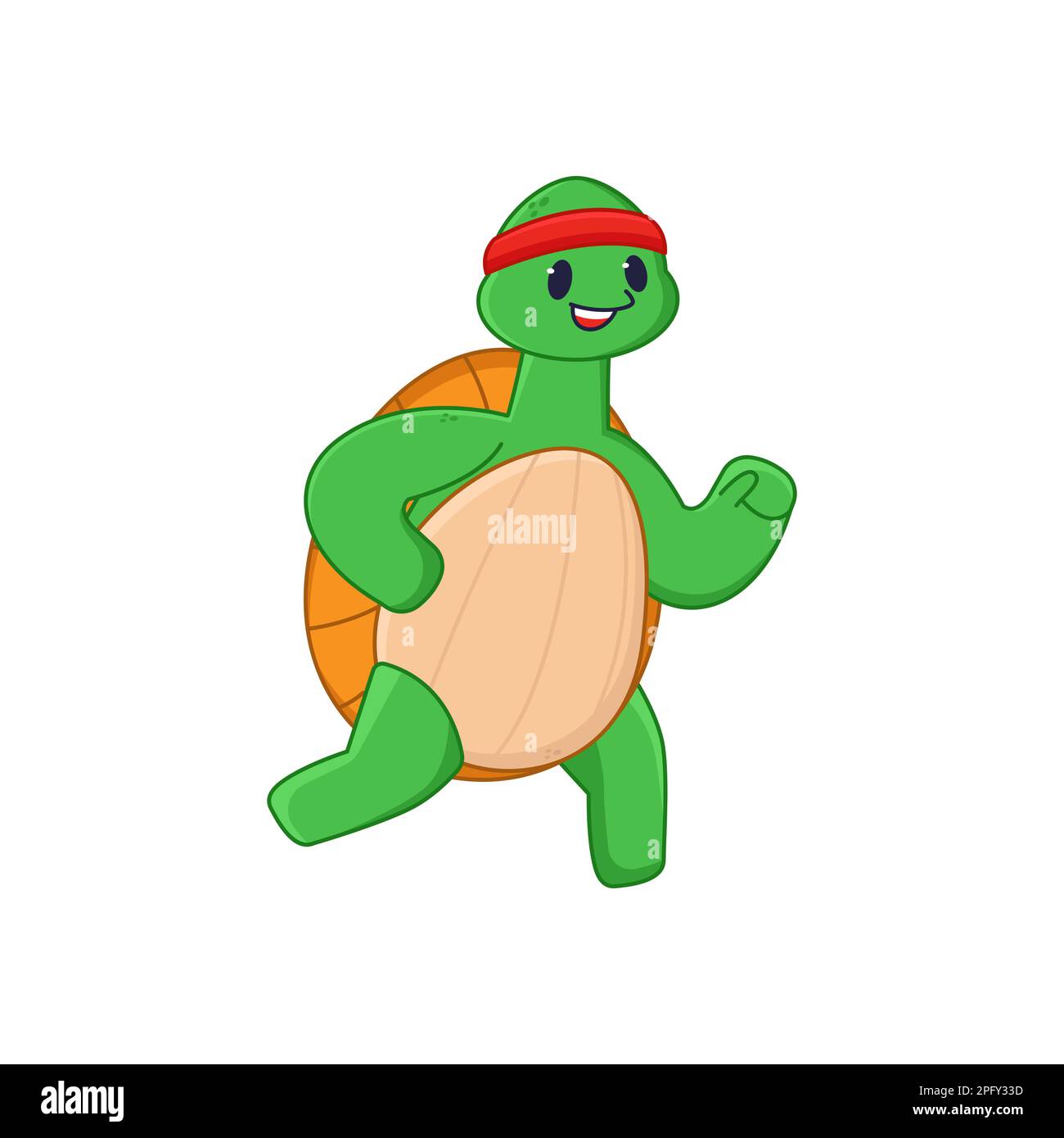 Active turtle cartoon character running or exercising sticker Stock Vector