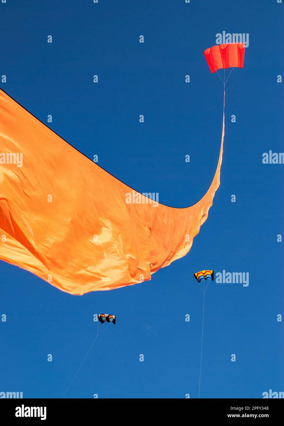 Huge kites on display at the Morecambe Kite Festival. Stock Photo