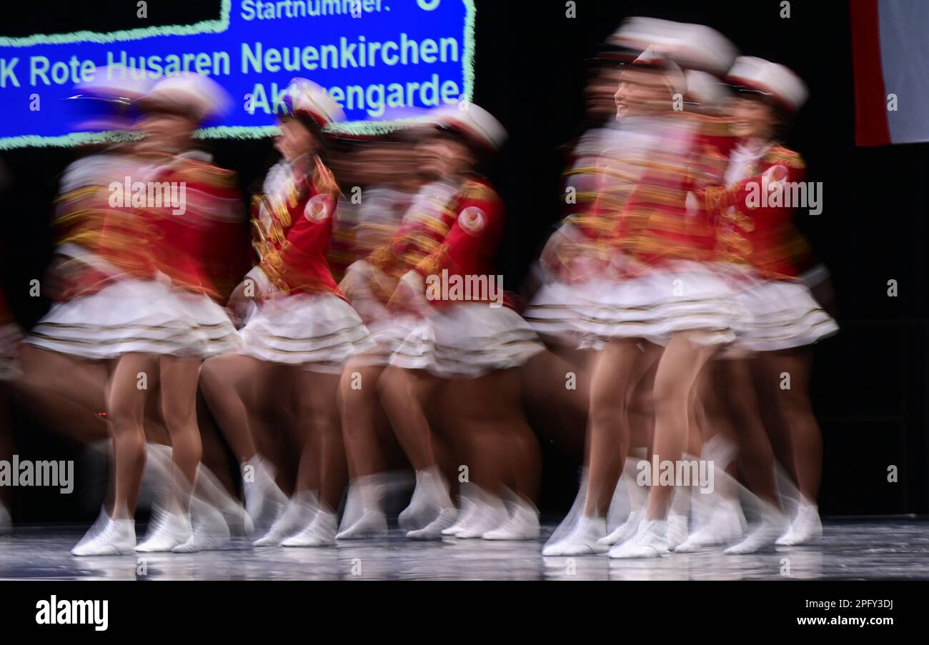 Stuttgart, Germany. 19th Mar, 2023. The ladies of the dance corps Rote