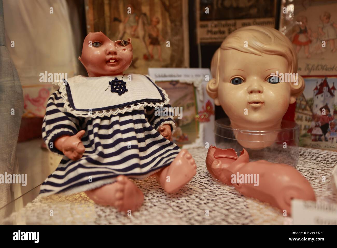 19 March 2023, Lower Saxony, Nienhagen View of a damaged doll figurine