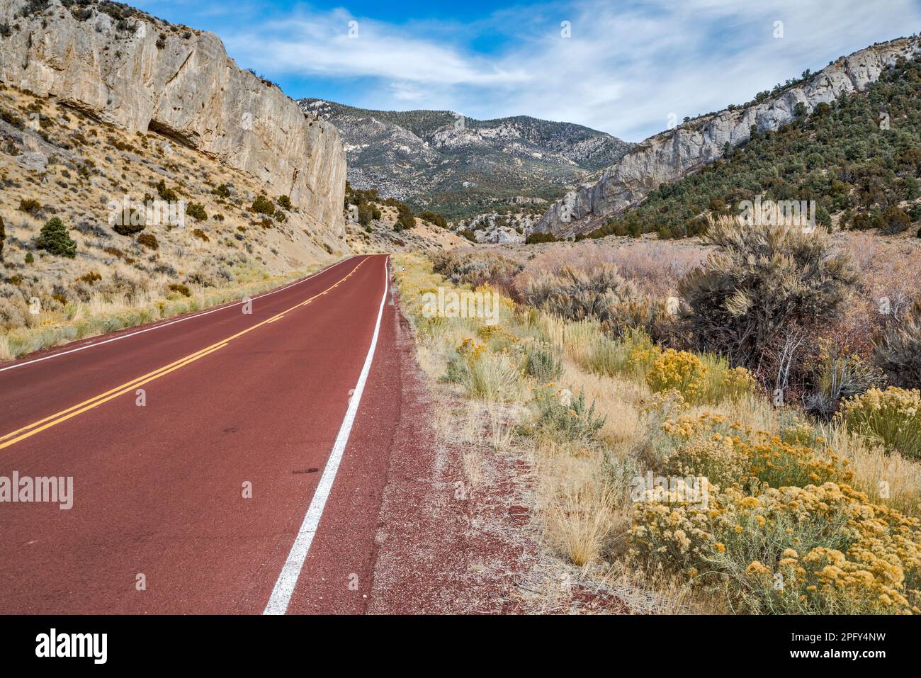 Limestone cliffs at The Narrows passage, Steptoe Creek Road (State Hwy