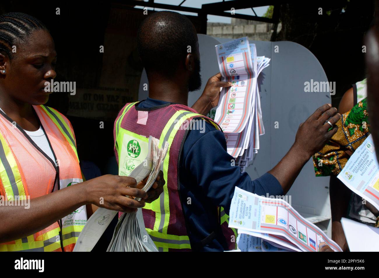 Lagos, Nigeria, March 18, 2023 Electoral officers count election