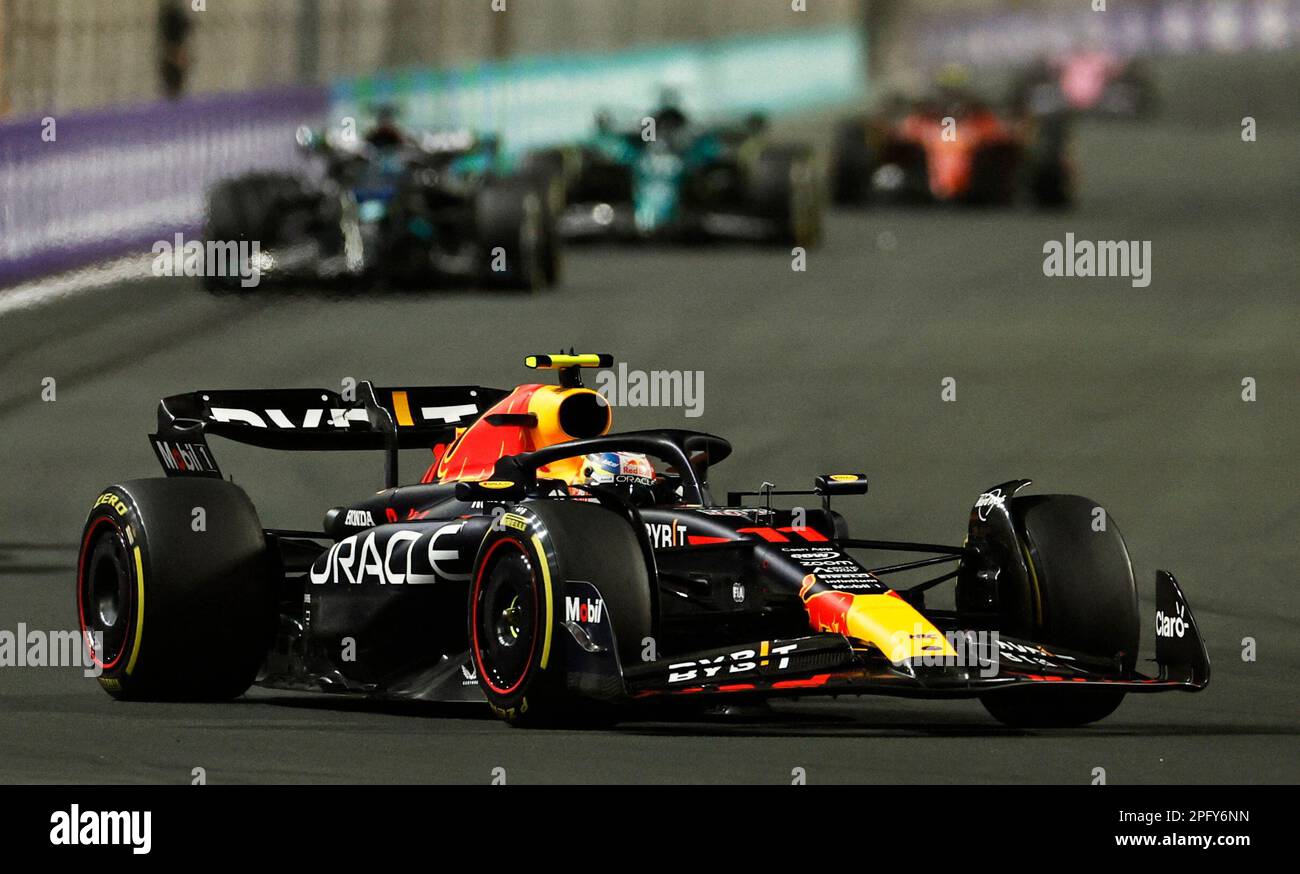 Formula One F1 - Saudi Arabian Grand Prix - Jeddah Corniche Circuit, Jeddah, Saudi Arabia - March 19, 2023 Red Bull's Sergio Perez in action during the race REUTERS/Hamad I Mohammed Stock Photo