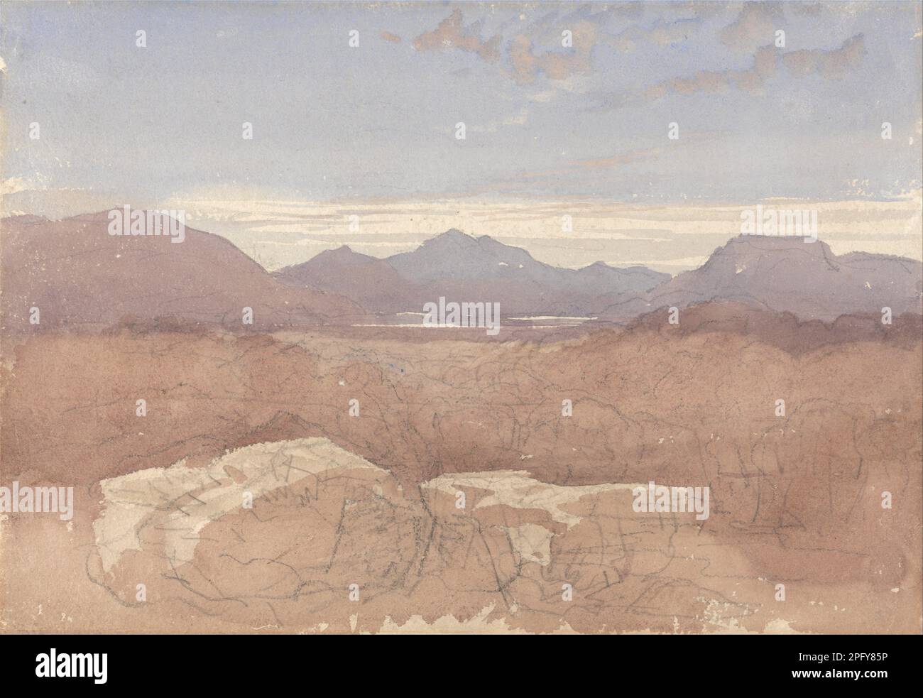 A Mountainous View, North Wales late 1810s and early 1820s by David Cox Stock Photo