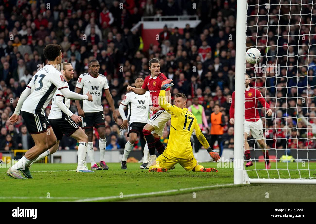 Manchester United's Marcel Sabitzer scores their side's second goal of
