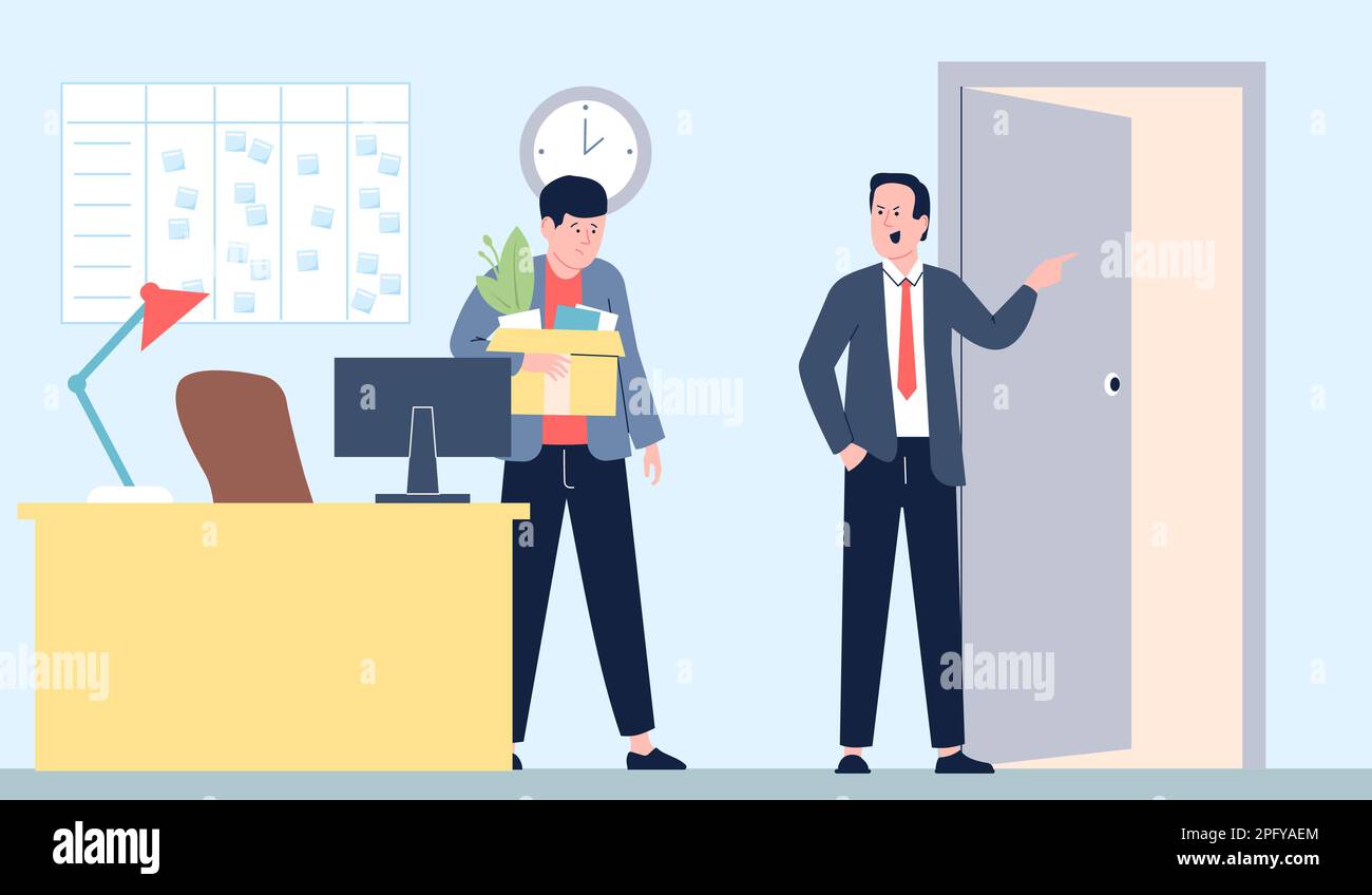 Angry Boss Dismiss Sad Employee. Unemployed Man Stock Illustration -  Illustration of dismissal, design: 139043120