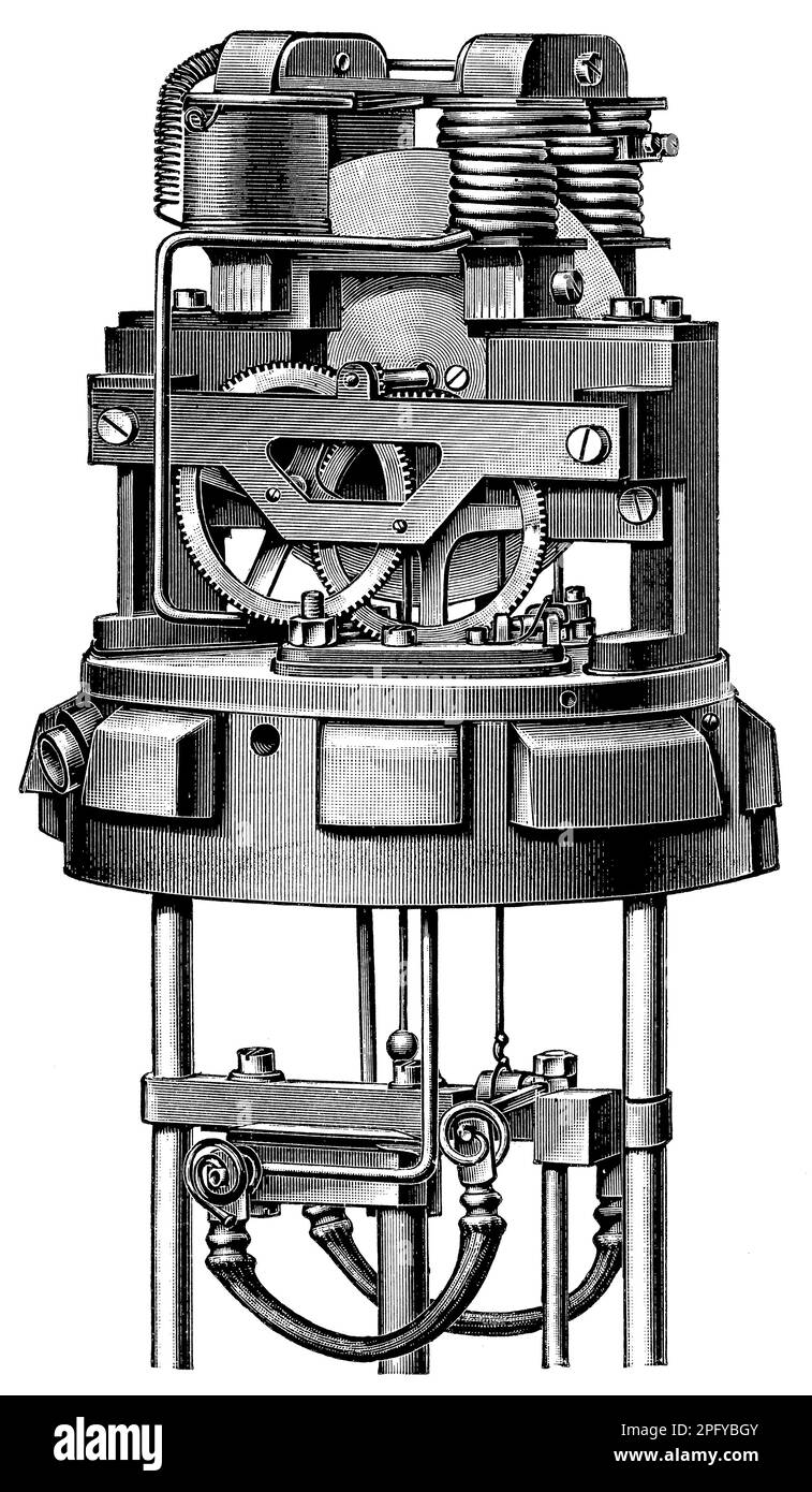 AC arc lamp by Schuckert. Publication of the book 'Meyers Konversations-Lexikon', Volume 2, Leipzig, Germany, 1910 Stock Photo