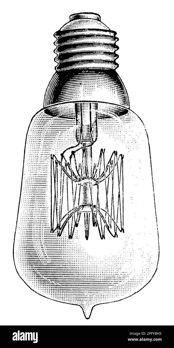 The Tantalum Lamp. Publication of the book 'Meyers Konversations-Lexikon', Volume 2, Leipzig, Germany, 1910 Stock Photo