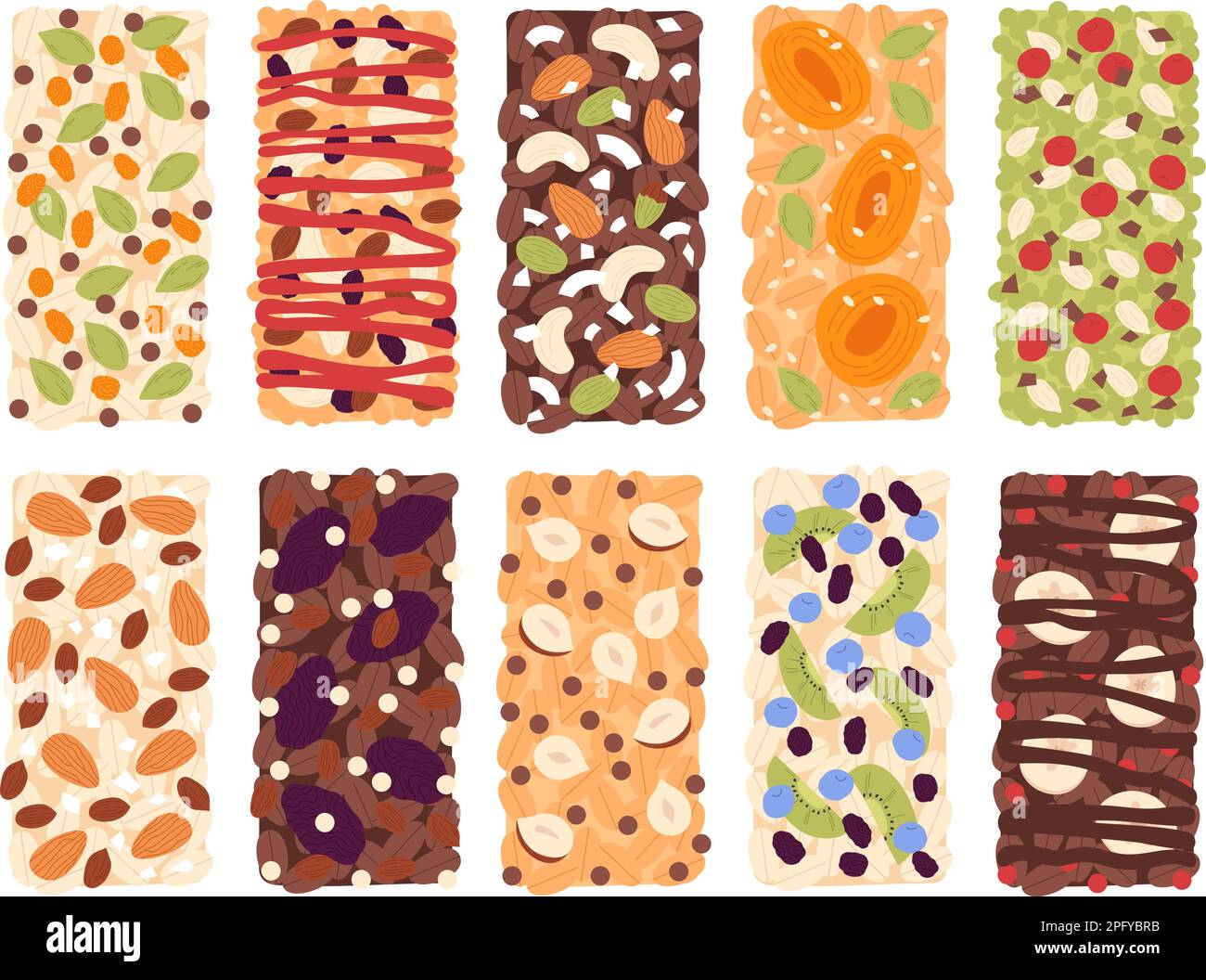 Healthy granola bars, nuts seeds and dried fruits carbohydrates bar