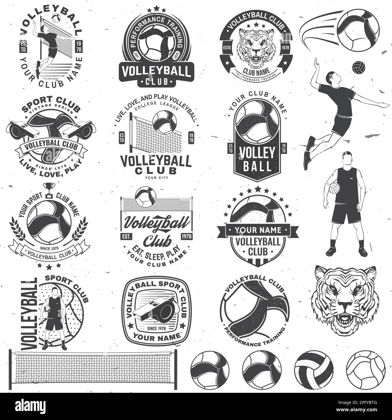 Set of Volleyball club badge, logo design. Vector illustration. For