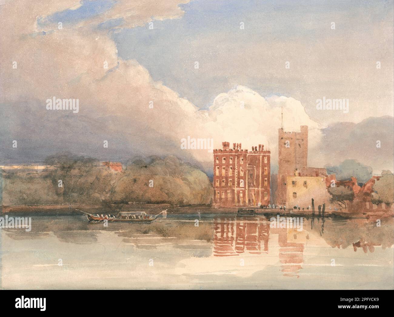 View of Lambeth Palace on Thames 1820s by David Cox Stock Photo