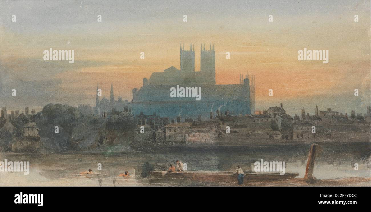 Westminster from Lambeth circa 1813 by David Cox Stock Photo