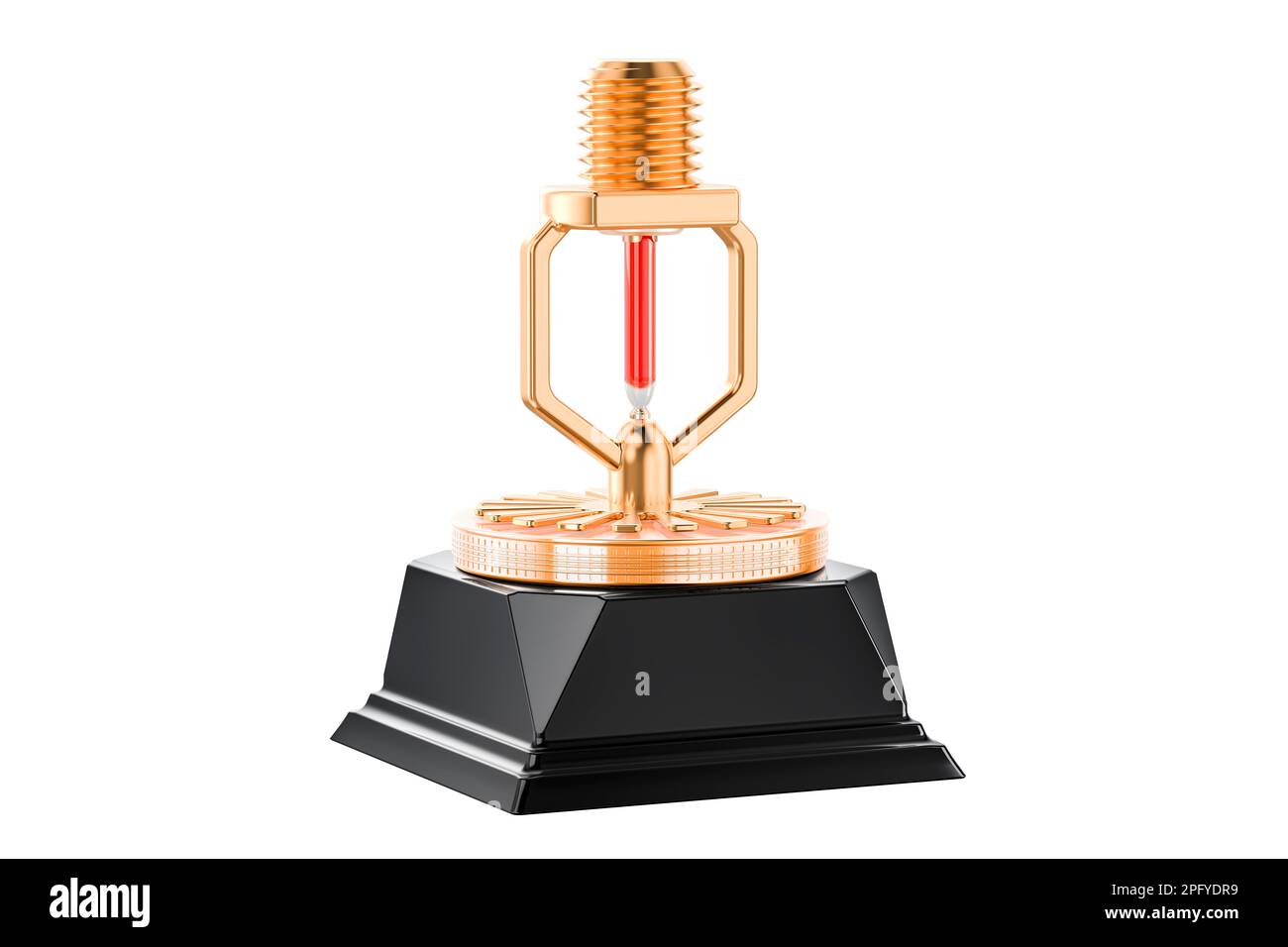 Fire Sprinkler, golden award concept. 3D rendering isolated on white