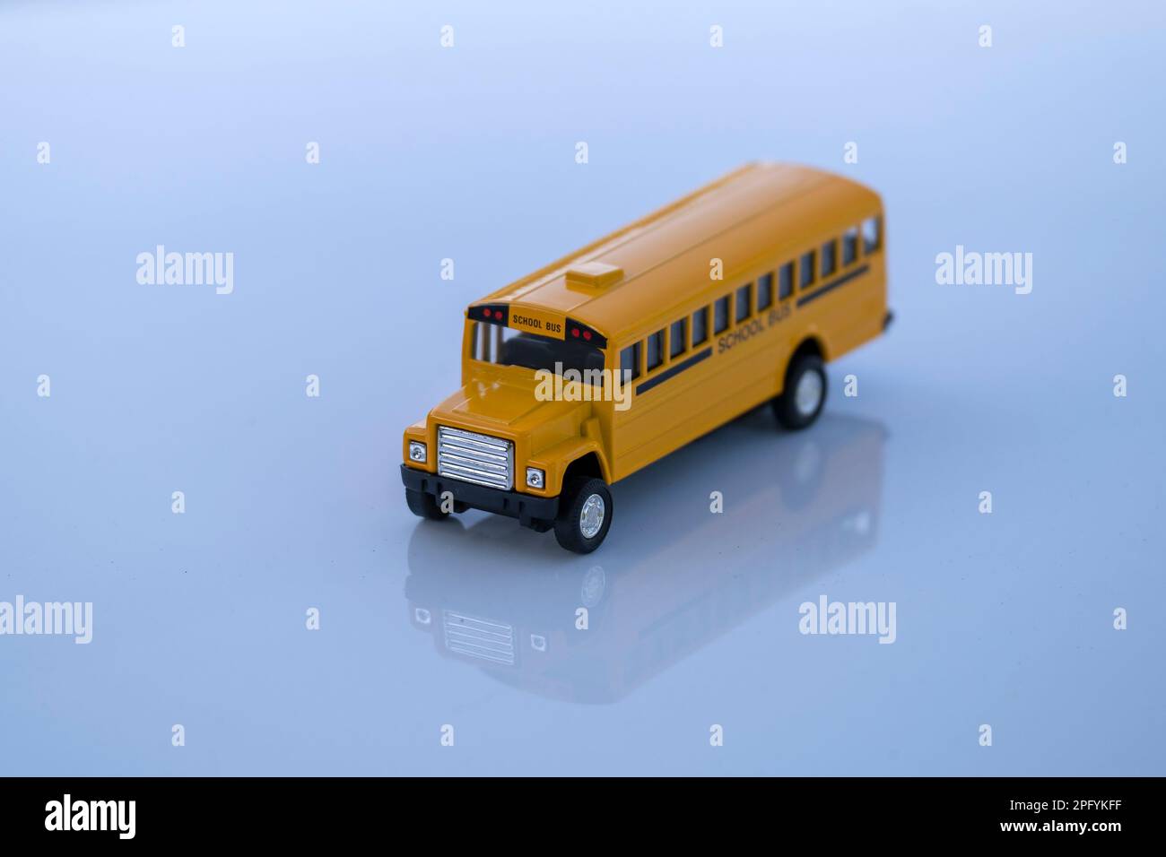Model of classical american yellow school bus for transporting of kids ...