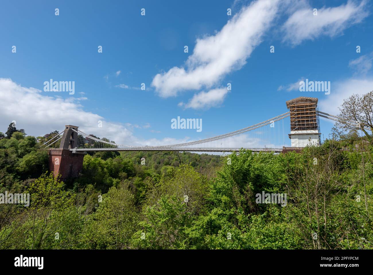 The Clifton Suspension  bridge is a distinctive landmark, used as a symbol of Bristol UK Stock Photo