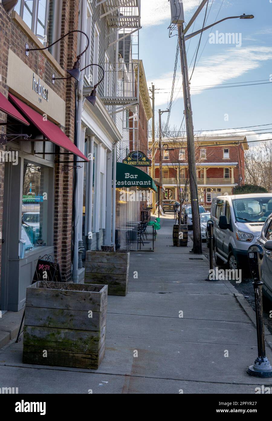 Warwick, NY USA March 18, 2023 Vertical view of historic Railroad