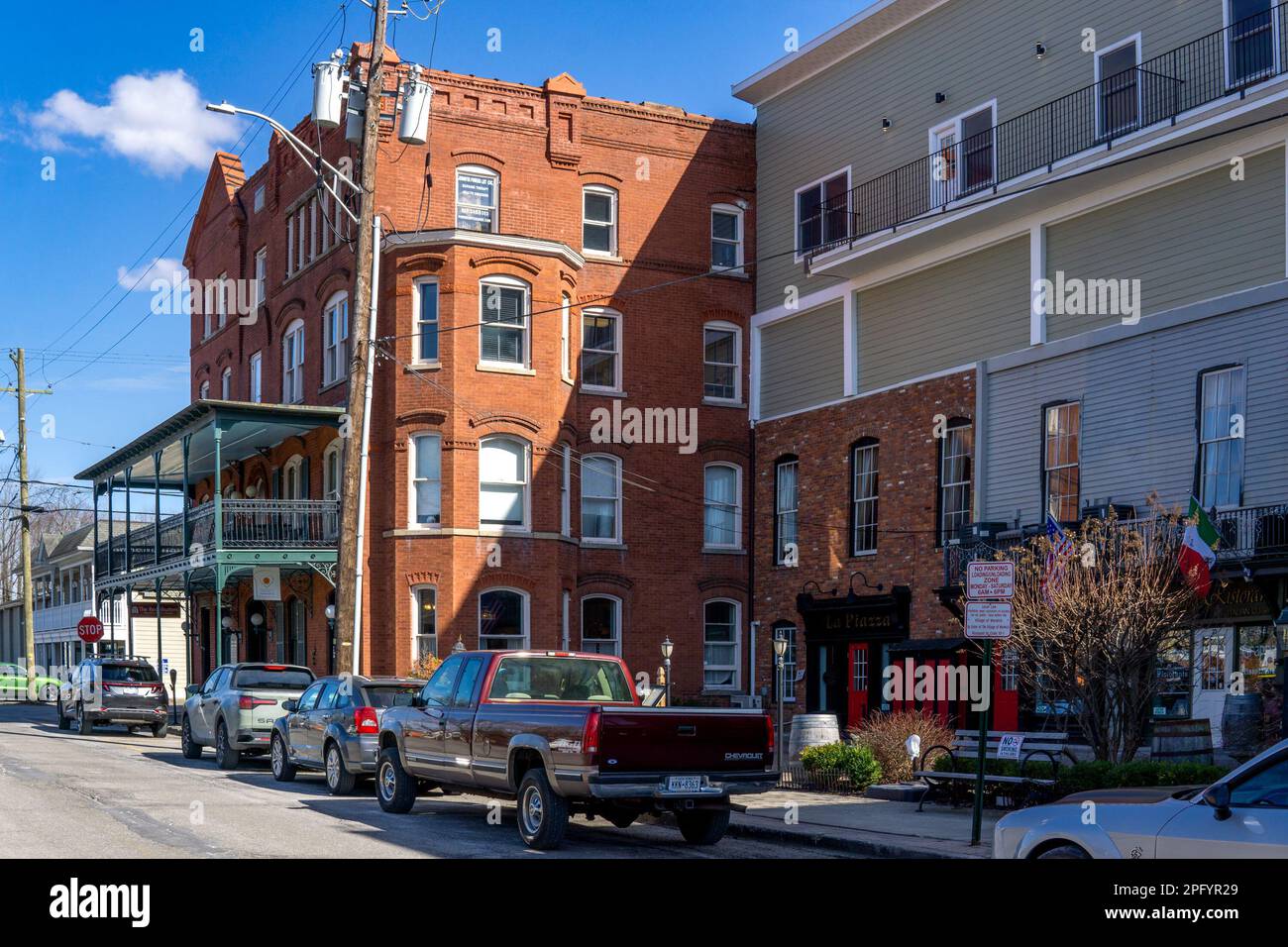 Warwick, NY USA March 18, 2023 Horizontal view of historic Railroad