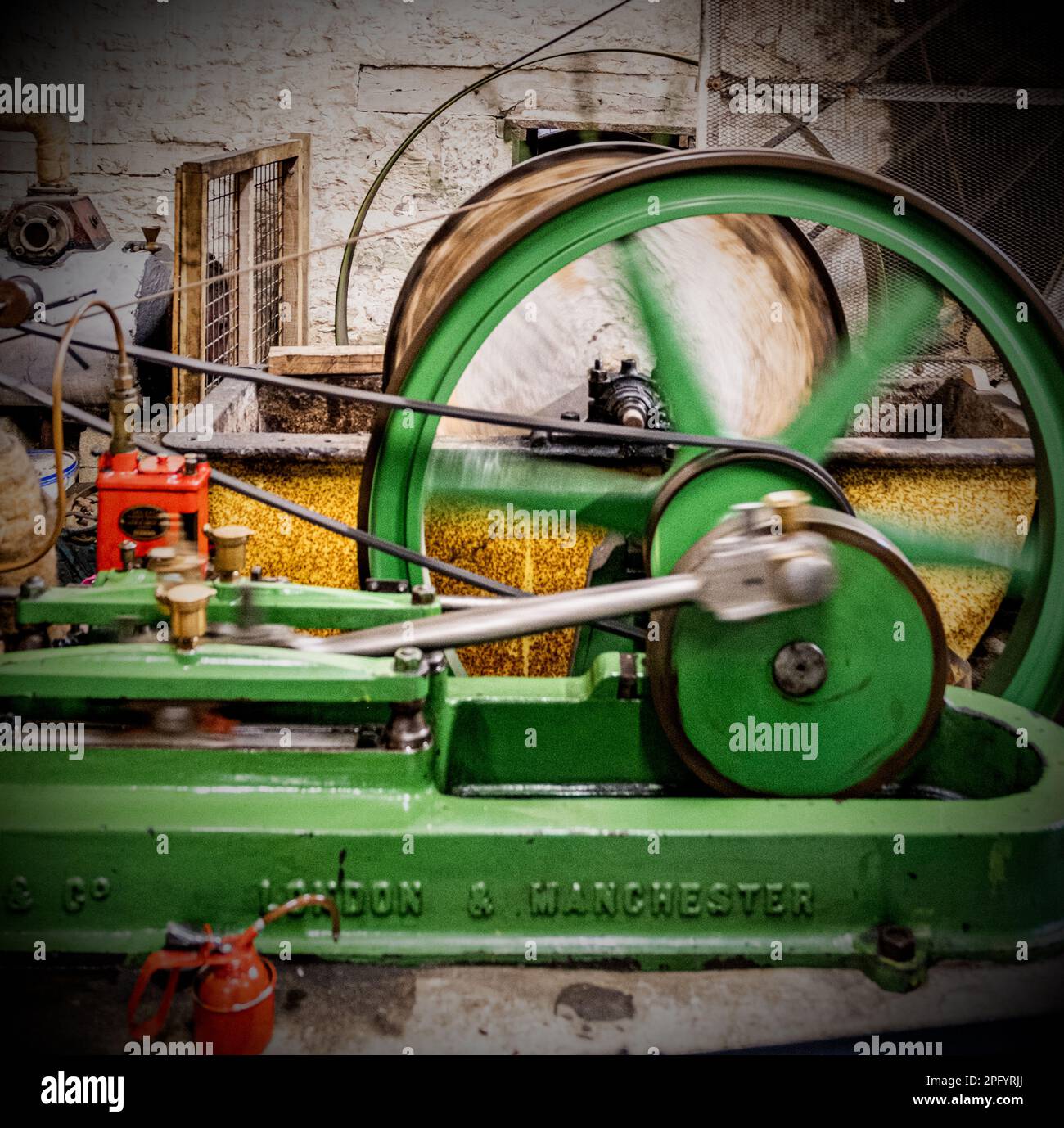 Steam powered, belt driven machinery at Combe Mill nr Woodstock, Oxford