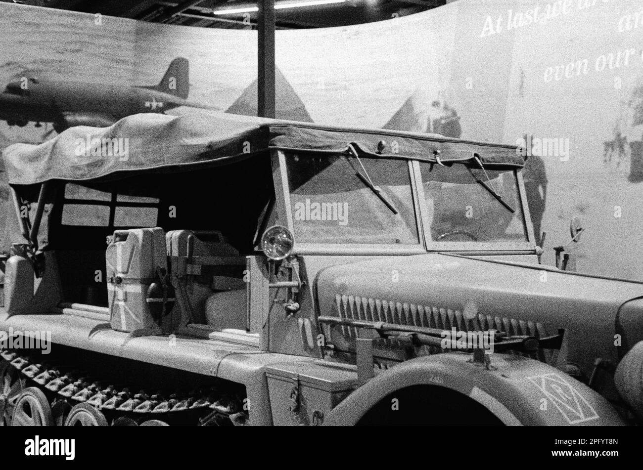 A rare WWII Benz D13-10 caterpillar Nazi troop carrier as used in the movie the Dirty Dozen on display at the American Heritage Museum. Hudson, Massac Stock Photo