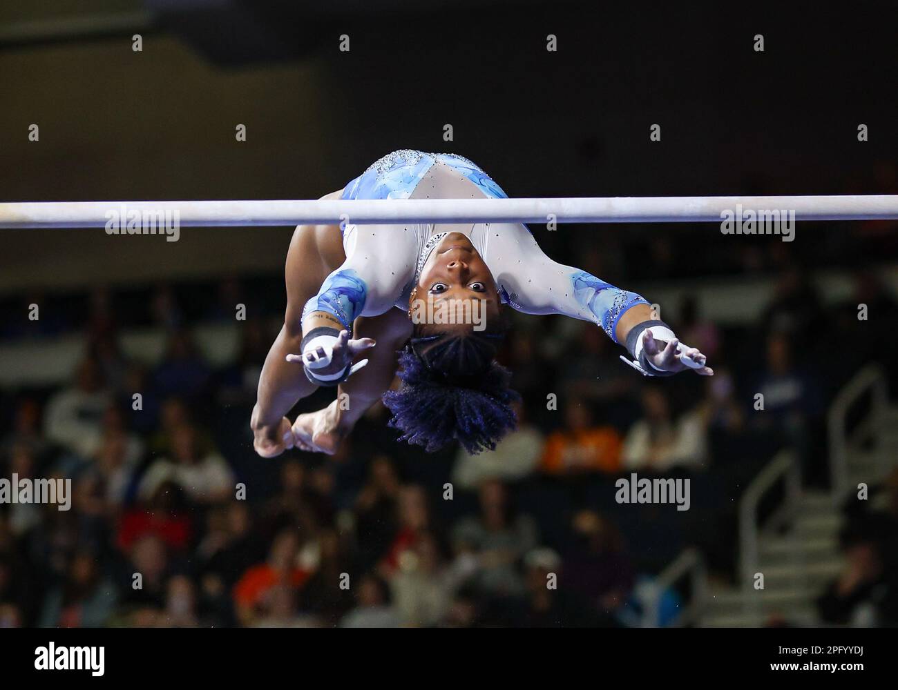March 18, 2023 Florida's Trinity Thomas on the uneven parallel bars