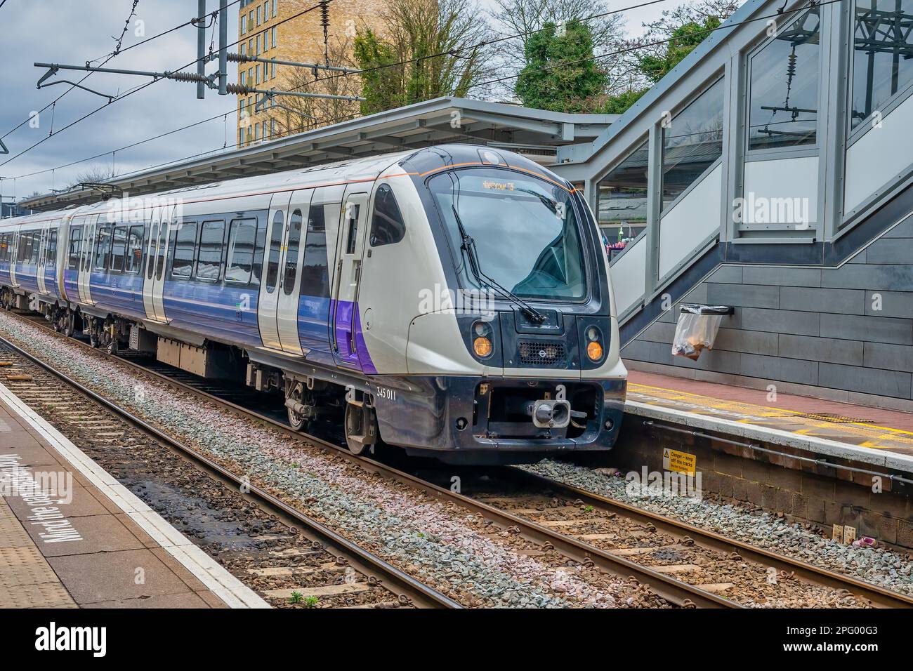 LONDON, UK,  10TH MARCH 2023: Front of crossrail train Elizabeth Line Stock Photo
