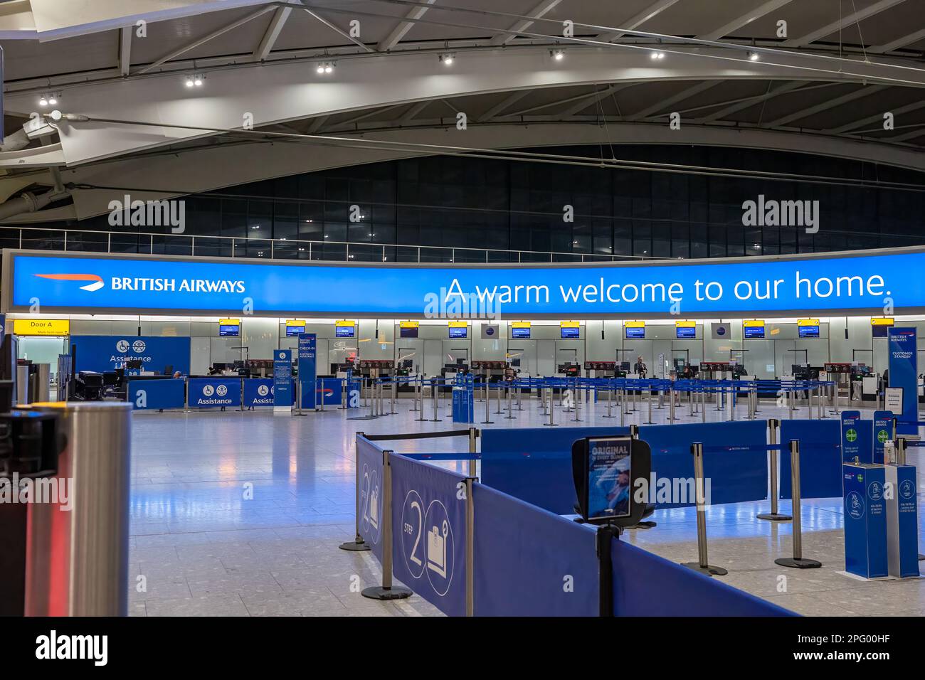 HEATHROW AIRPORT, LONDON, 9TH MARCH 2023 British Airways checkin area