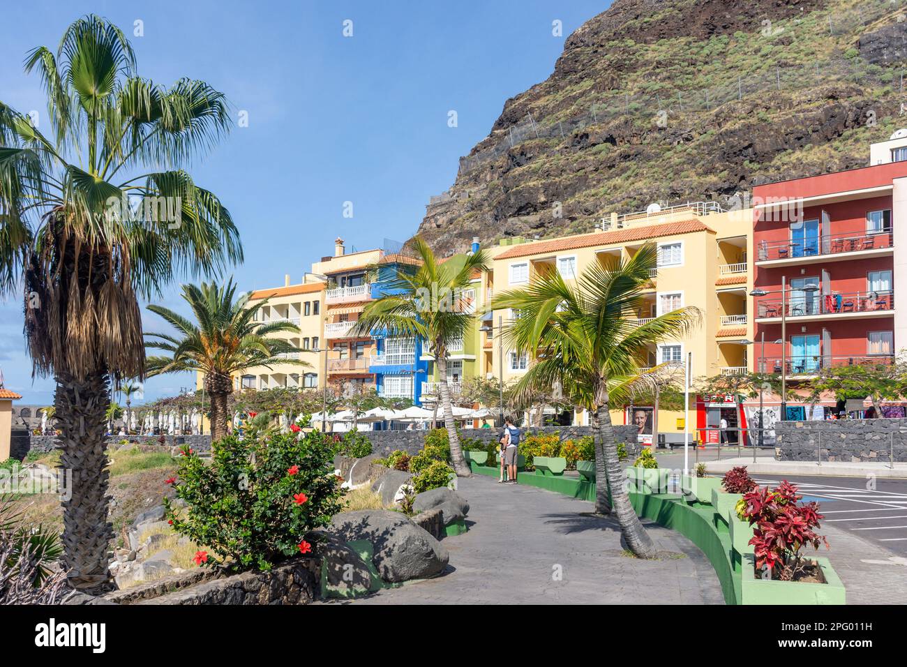 Colourful beach promenade, Puerto de Tazacorte, Tazacorte, La Palma, Canary Islands, Kingdom of Spain Stock Photo
