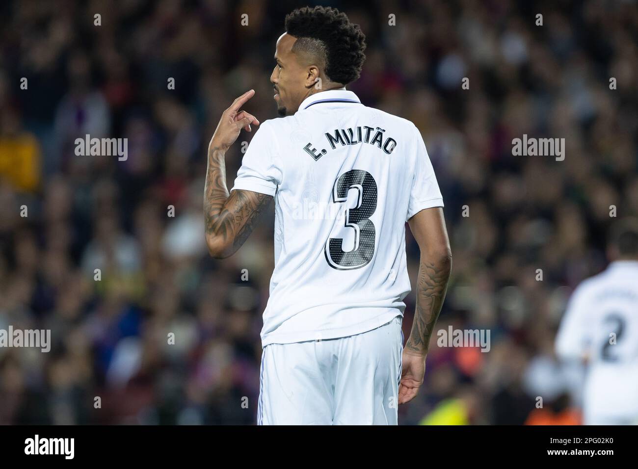 Eder Gabriel Militao of Real Madrid during Copa del Rey match, Semi-Finals,  second leg, between FC Barcelona v Real Madrid. played at Spotify Camp Nou  Stadium on April 5, 2023 in Barcelona