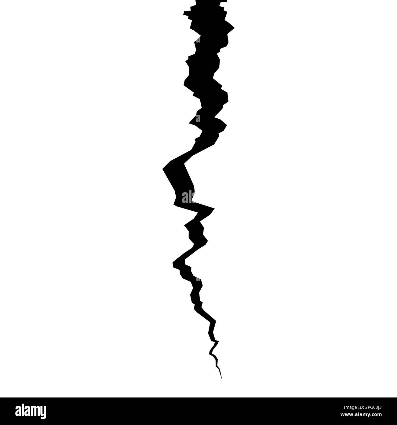 Earthquake crack. Surface cracked ground. Seismic vibration and damaged concrete destruction black symbol. Earth quake fissure hole. Destructed land or wall with cleft. Isolated vector Stock Vector