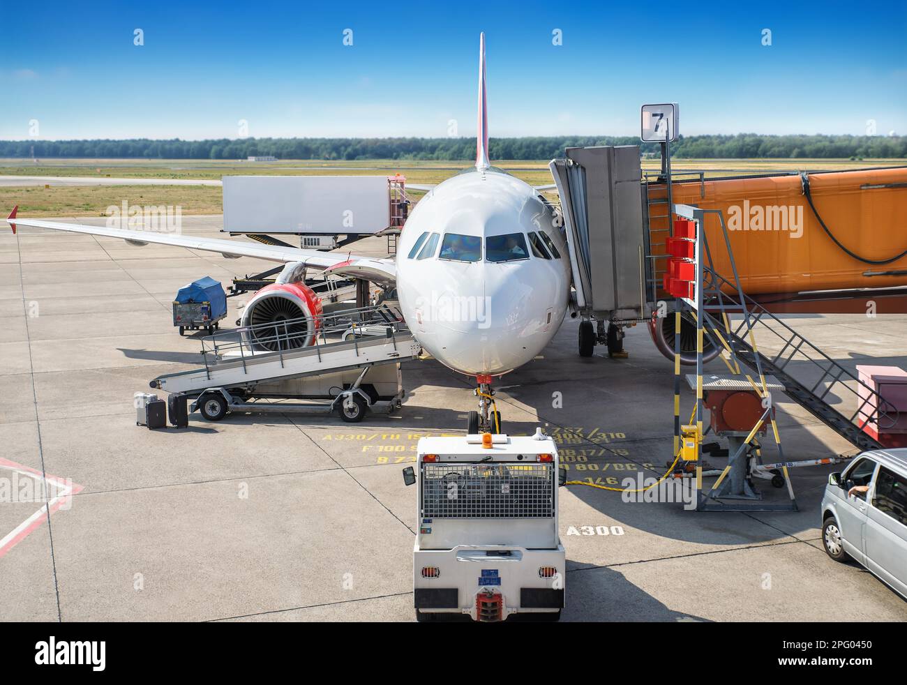 picture of an airplane while checkin on a terminal Stock Photo - Alamy
