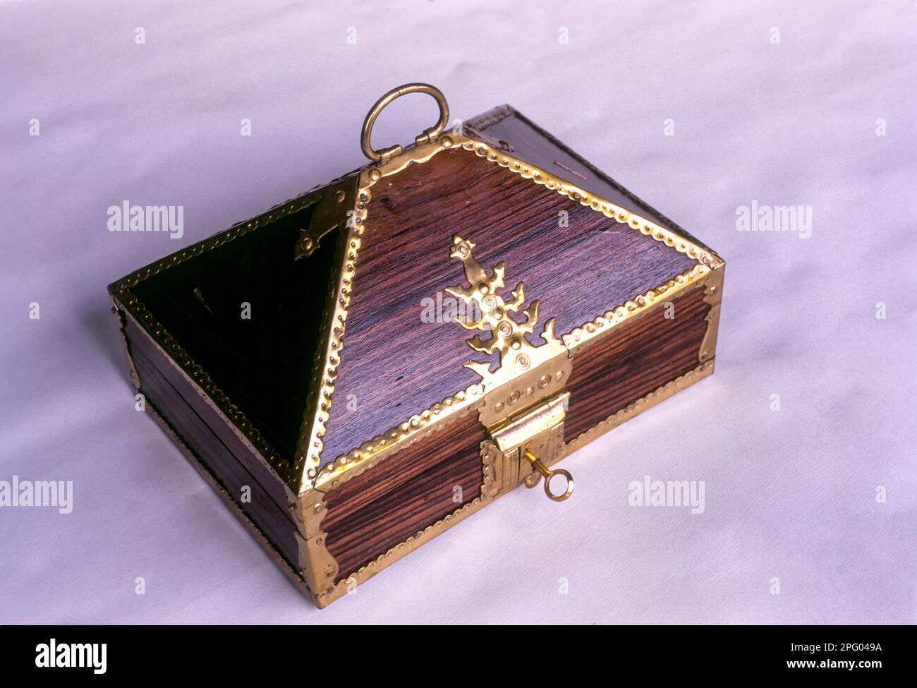Wooden jewellery box in Kerala, South India, India, Asia Stock Photo