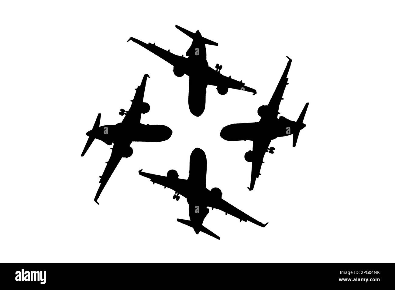Commercial aircraft overflying the sky and arriving at airport Stock