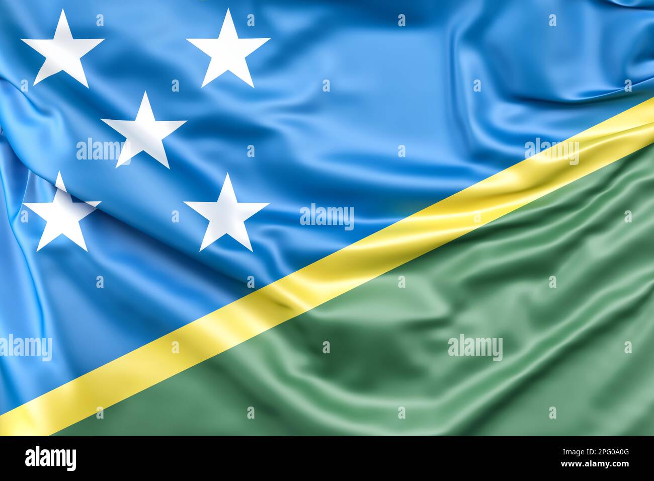 Ruffled Flag of Solomon Islands. 3D Rendering Stock Photo - Alamy