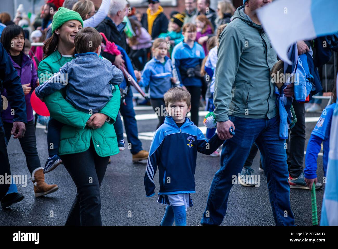 St Patrick's Day in Limerick, parade and happy people during the show, 17.03.2023 Limerick, Ireland Stock Photo