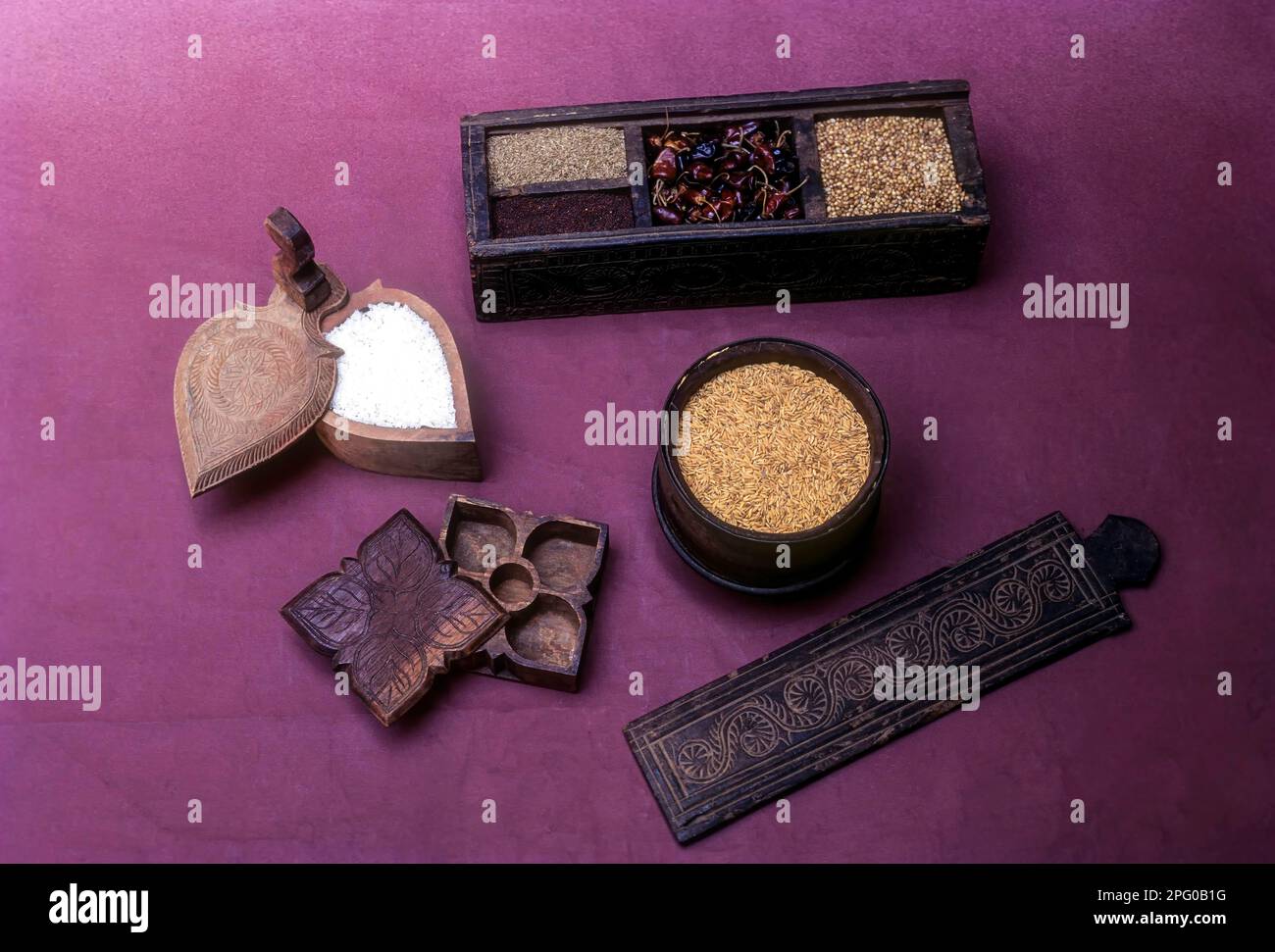 Traditional wooden containers for storing Spices in Nattukottai