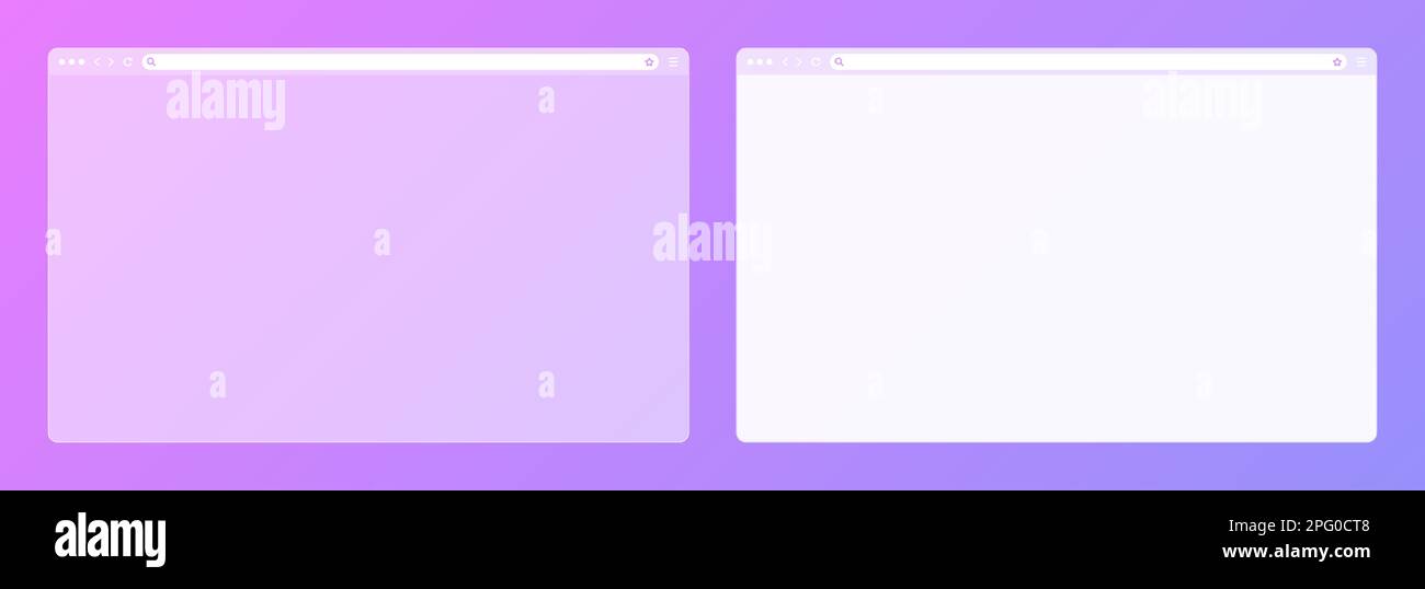 Blank transparent web browser window with toolbar and search field on ...