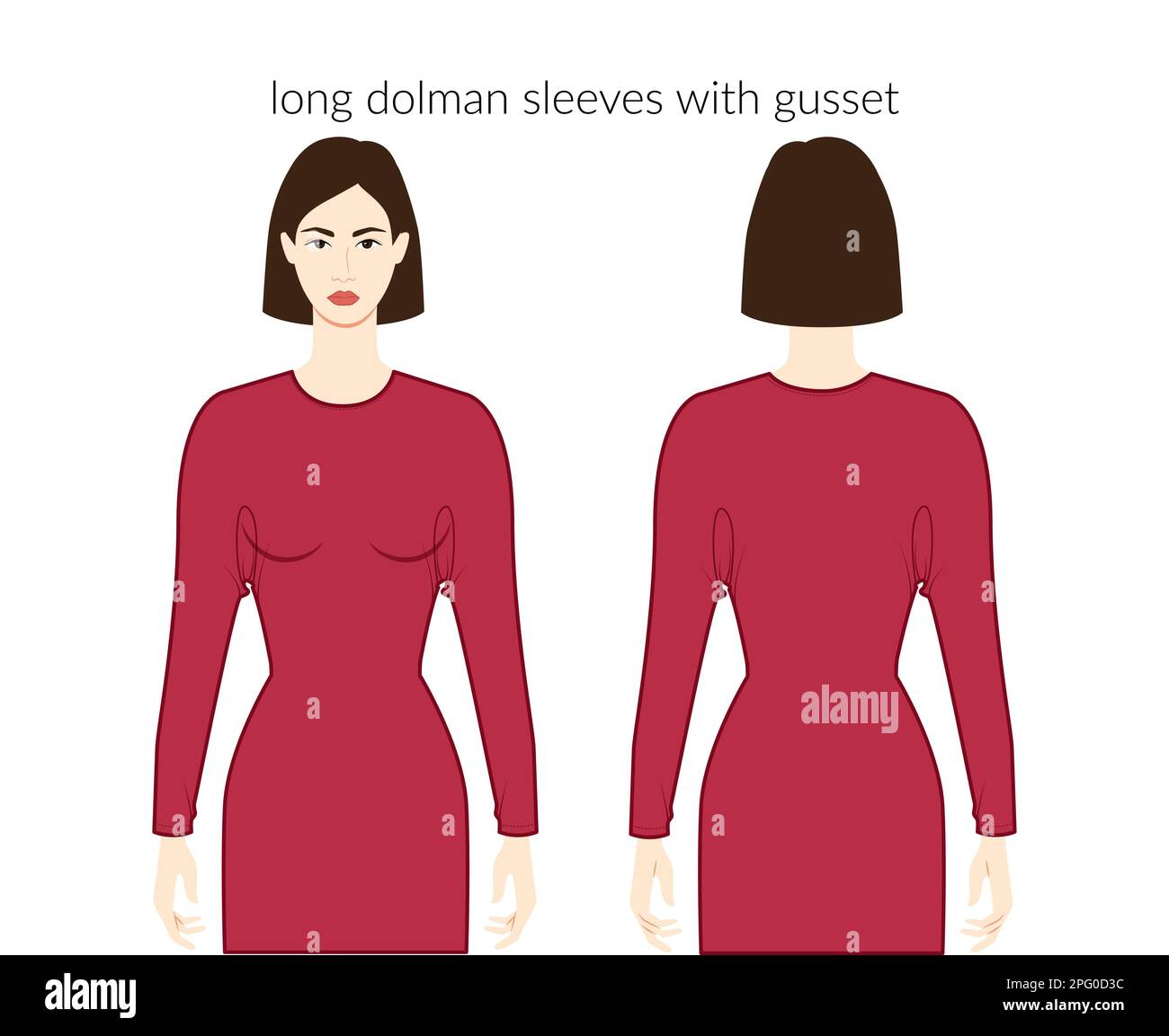 Dolman sleeves with gusset Magyar long length clothes lady character in