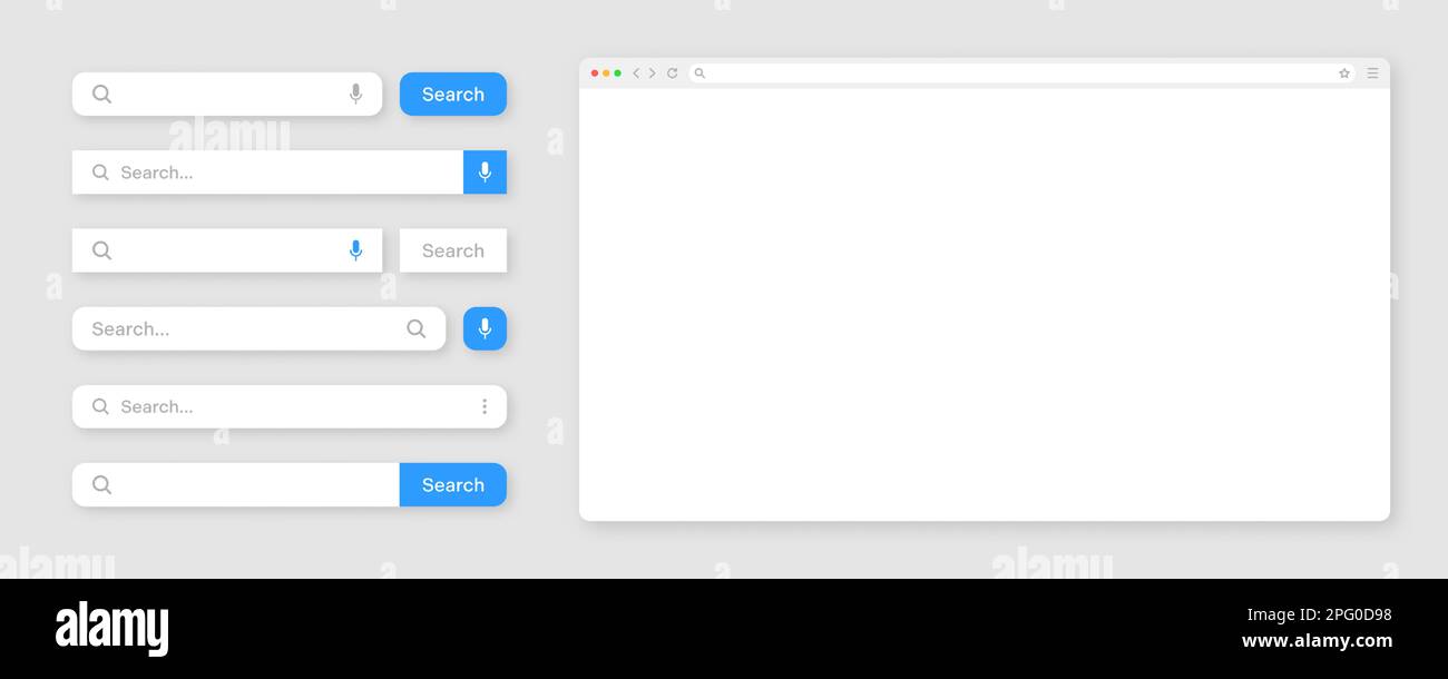 Blank internet browser window with various search bar templates. Web ...