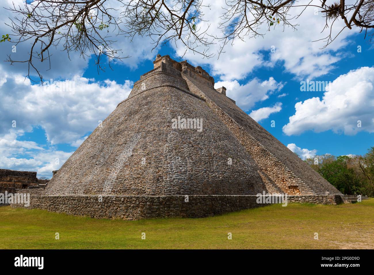Mayan Pyramid of the Magician, Uxmal, Yucatan peninsula, Mexico Stock