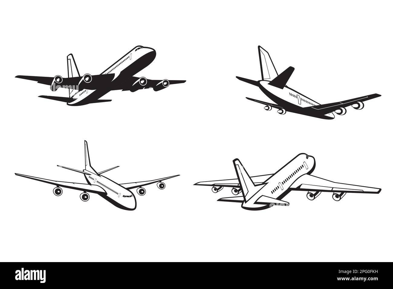 Landing commercial airplane set Cut Out Stock Images & Pictures - Alamy